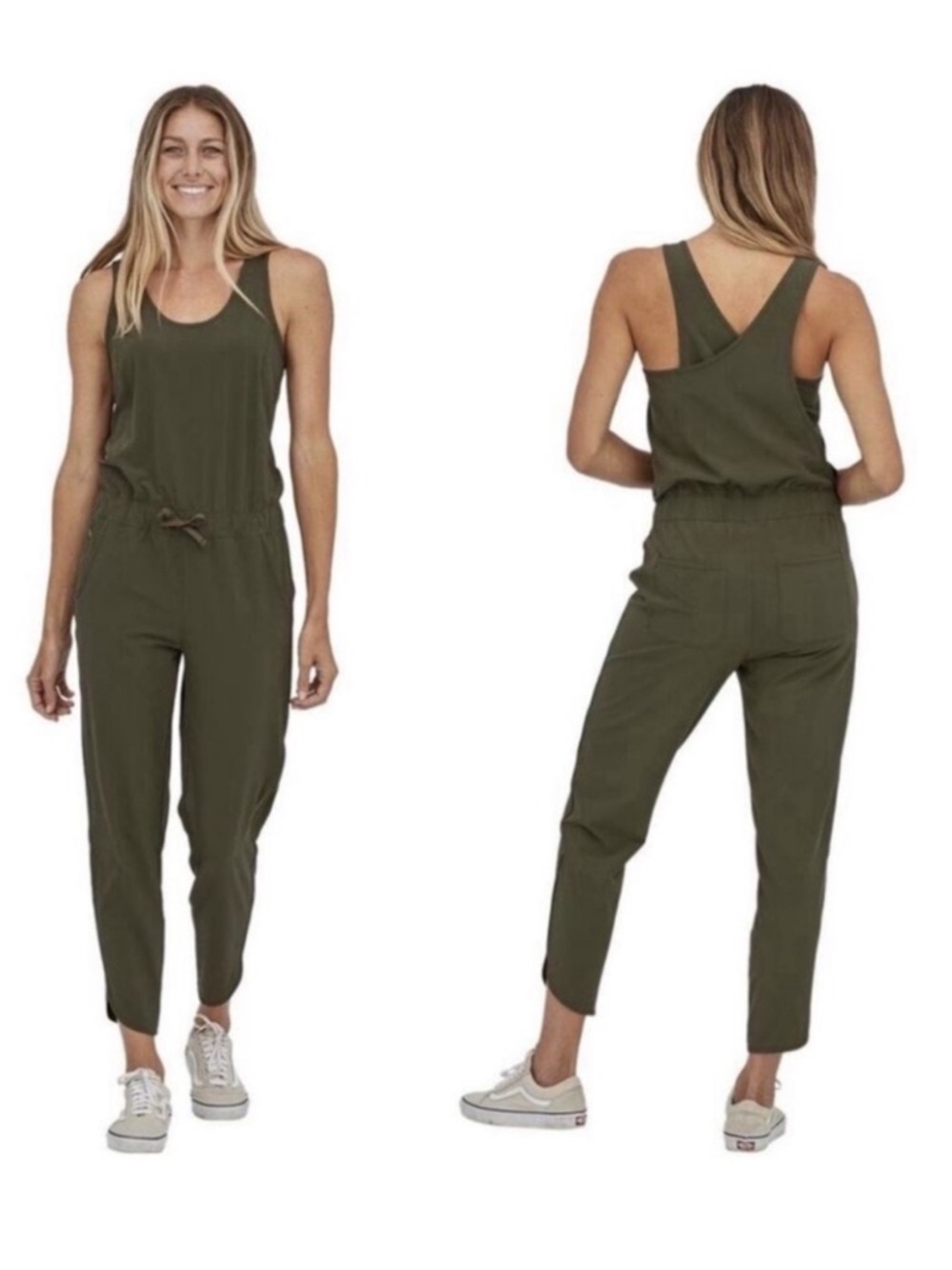 Patagonia Fleetwith Crossover Tank Romper Womens X-Large Olive Green Stretch